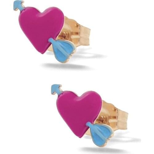 2 Pcs New Alloy Drip Oil Stud Earring for Women Cute Mini Pierce Your Heart Piercing Earrings Set Fashion Jewelry 2020 Gift