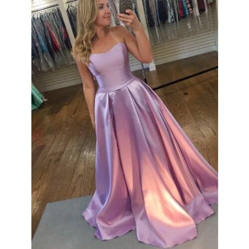 Lilac Satin Long Prom Dresses 2020 Ball Gown A-Line Prom Gowns Sweetheart Elegant Evening Dresses Robe De Soiree