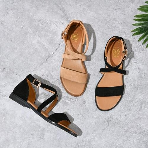 SKLFGXZY New Summer Style Girls Sandals Leather Fashion Grind Arenaceous Womens Shoes Real Cowhide Beach Sandals Size 34-43