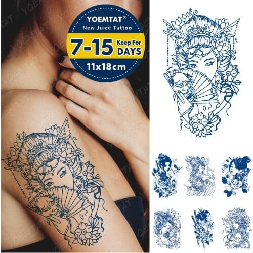 Juice Ink Tattoos Body Art Lasting Waterproof Temporary Tattoo Sticker Prajna Japan Tatoo Arm Fake Geisha Tatto Women Men