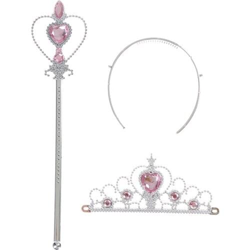 DIY Crystal Tiara Crown Princess Crown + Magic Wand Girls Hair Accessories Party