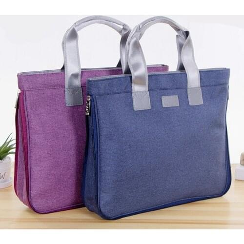 A4 Document Bag Big Capacity Double Layers Zipper Briefcase Fashion Business Portable Handbag Files Folder Pad Laptop Books Tute