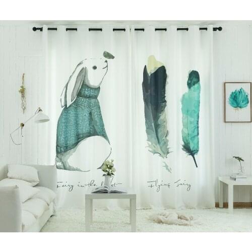 Custom Window Curtains for Living Room Bedroom Nursery Kid Children Room Window Tulle Sheer Drapes Rabbit Feather White