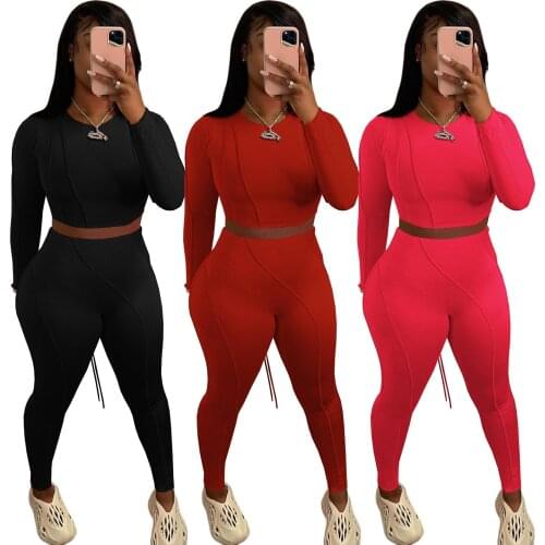 2021 WomenS Autumn New Personality Design Sense Tie And Leggings Pencil Pants Two-Piece Set 9092