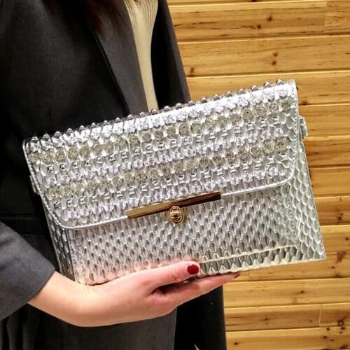Womens Envelope Evening Clutch Bag Diamond Rivet Bags Crossbody Purses And Handbag