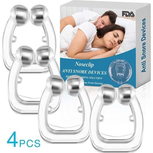 1/4pcs Silicone Magnetic Anti Snore Stop Snoring Nose Clip Sleep Tray Sleeping Aid Apnea Guard Night Device with Case Anti Ronco