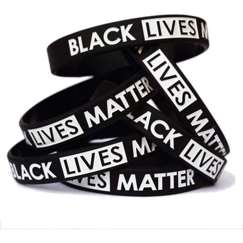 1PC Hot Sale Black Lives Matter Silicone Wristband Black Silicone Rubber Bracelet & Bangles For Men Women