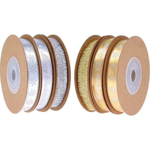 10 meters/lot) 3/8" (10mm) Sliver Golden Snowflake Satin Ribbon Christmas Gift Webbing Eco-friendly