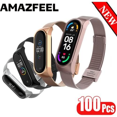 100Pcs/Pack Universal Metal Strap For Xiaomi Mi band 6 Bracelet Wrist Strap Band For Xiaomi Miband 5 6 4 3 Smartband Accessories