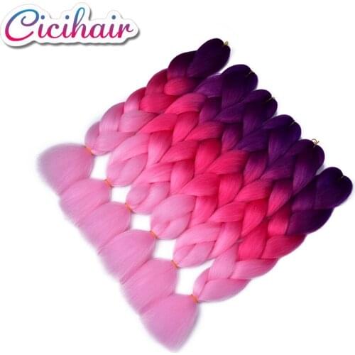 100g 24"Jumbo Braiding Crochet Hair Extensions Synthetic Crochet Braids Hair Support Wholesale Pink Green Yellow Ombre Hair