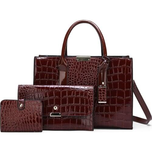 3pcs/set Alligator Pattern Shoulder Handbags Clutch Leather Women Card Bags Handbag Shoulder Bags Solid Color Bag Dropshipping