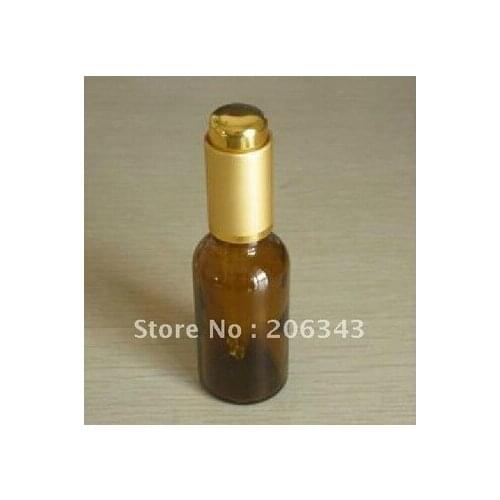 30ml brown/green/blue essential oil bottle with gold electric aluminum press pump+glass dropper,glass bottles