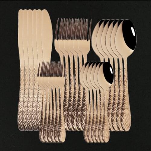 30Pcs Rose Gold Cutlery Set Knife Cake Fork Coffee Spoon Dinnerware Set Stainless Steel Tableware Western Kitchen Silverware Set