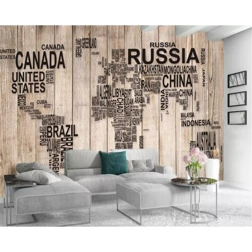 3d Wall Paper for Living Room Custom Photo Wooden Letter Map Living Room Bedroom TV Background Wall Wallpaper