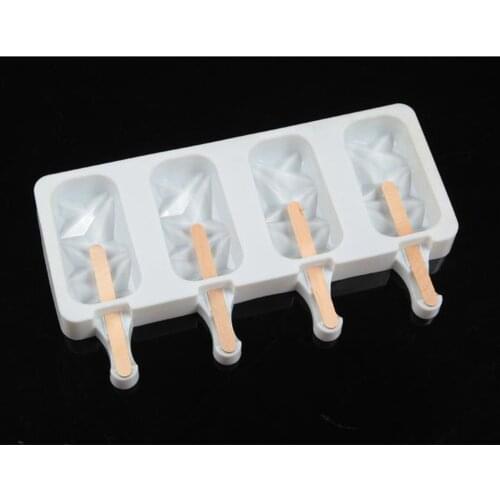 4 Cavities Silicone Molds For Homemade Ice Cream Mold Kitchen DIY Dessert Juice Popsicle Making Tool Ice Cube Maker