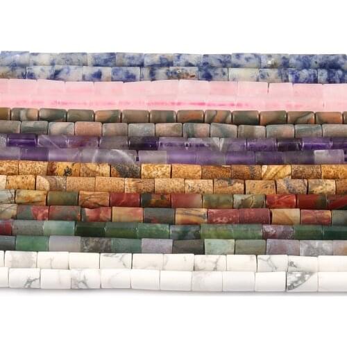 5x8MM Natural Howlite Jaspers Agates Crystal Stone Column Tube Loose Spacer Beads For Jewelry Making DIY Bracelet Accessories