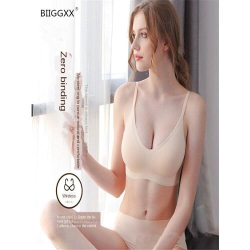 BIIGGXX NEW Womens underwear, lace and floral see-through sexy top, no steel support gathers cotton breathable comfortable bra