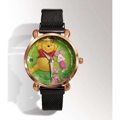 Winnie The Pooh Cute Cartoon Casual Womens Student Quartz Watch Disney Anime Figure Series childs fashion watchses