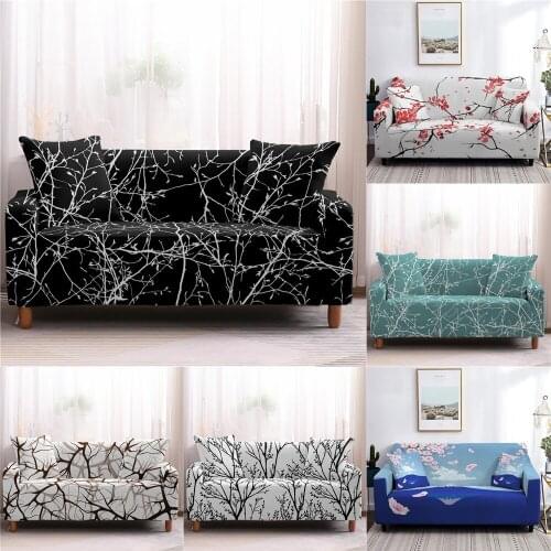 Branches Plum Elastic Washable Sofa Cover For Living Room Sofa Slipcover Single Loveseat Couch Protector Cover 1/2/3/4 Seaters