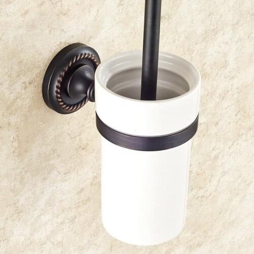 Toilet Brush Holder Wall Mounted Oil Rubbed Bronze Bathroom Toilet WC Scrub Bath Cleaning Brush Holder Set KD658