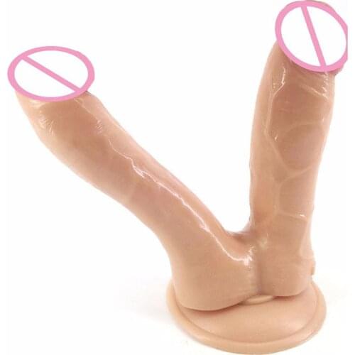 Double Ended Ultra Realistic Dildo-Dual Sided-Headed Penetration Dong Suction Cup Butt Toy Plug Sex Speciality Shops For Woman