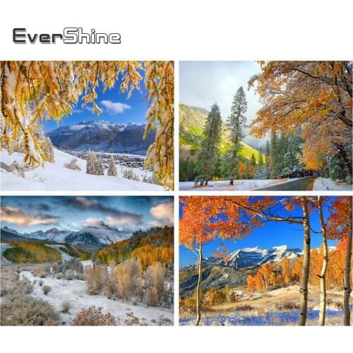Evershine Diamond Embroidery Full Set Winter Scenery Cross Stitch Diamond Painting Landscape Tree Full Square Drill Home Decor