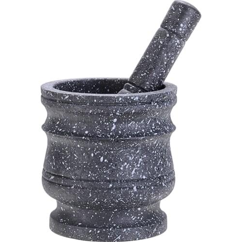 Granite Garlic Grinder Set Resin Bowl Tough Foods Pepper Ginger Herbs Garlic Grinder Spices Kitchen Tool Mills