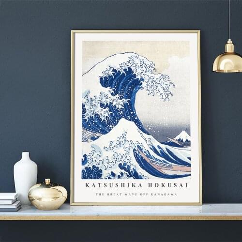 Hokusai The Great Wave Poster Katsushika Hokusai Exhibition Canvas Painting Print Picture Vintage Wall Bedroom Home Decoration