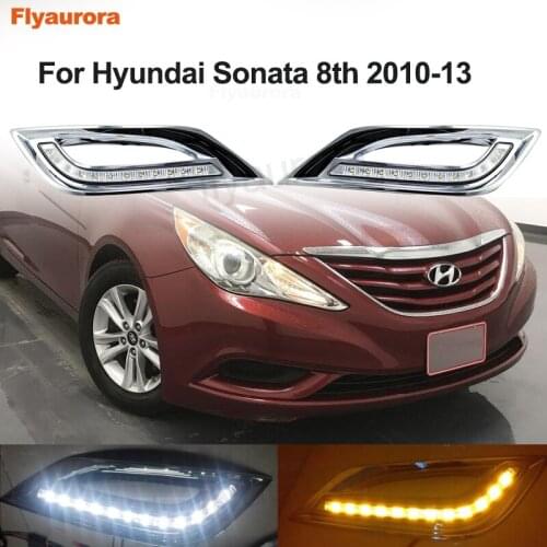 2PC For Hyundai Sonata 8th 2010 2011 2012 LED DRL Daytime Running Light Daylight With Car Front Bumper Grille Signal Accessories