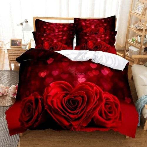 Heart-shaped Red Rose Bedding Set Duvet Cover Set 3d Bedding Digital Printing Bed Linen Queen Size Bedding Set Fashion Design