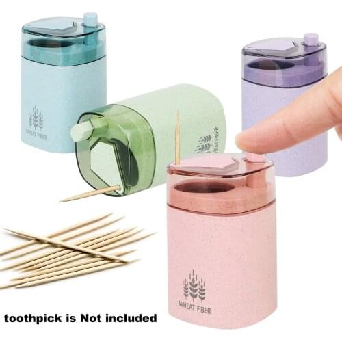 Toothpick Storage Container Box Wheat fiber Dust-proof Toothpick Holder Toothpick Dispense Automatic Tableware