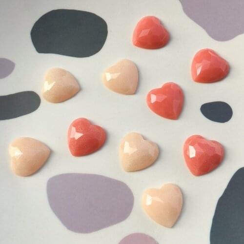 Summer style 50pcs/lot 20mm glitter decoration cartoon hearts shape resin cabochons beads diy jewelry earring accessory