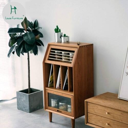 Louis Fashion Furniture Solid Black Walnut Side Cabinet Magazine Bookcase Cherry Tree Book