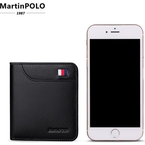 MARTINPOLO Genuine Leather Men wallets Slim Mini wallet Bifold Card Holder Thin Front Pocket Wallet Luxury Short purse MP1001