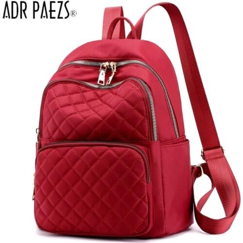 Fashion Diamond Lattice Women Backpack Durable Fabric Nylon Backpack Pretty Style Girls School Backpack Female Travel Backpac