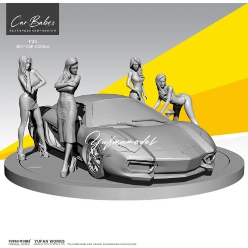 1/35 YUFAN MODEL Resin model kits (1 Sports car + 4 beauty)self-assembled YFWW-2110