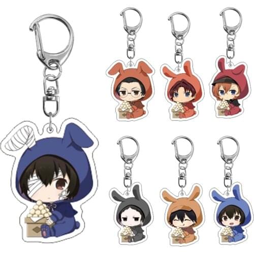New Fashion Bungo Stray Dogs Keychain Key Chain Acrylic Pendant Anime Accessories Cartoon Key Ring