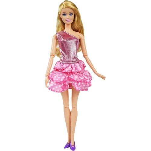 New Sexy One-Shoulder Pink Cake Skirt Doll Clothes Accessories for 12 Inch Doll Wardrobe Homemade Dress Best Girl Toys Gift #22