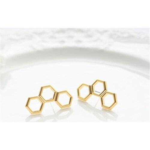 New Creative Chemical Molecular Geometry Hexagonal Earrings Classic Wild Chemistry Molecular Jewelry Birthday Gift Student Gift