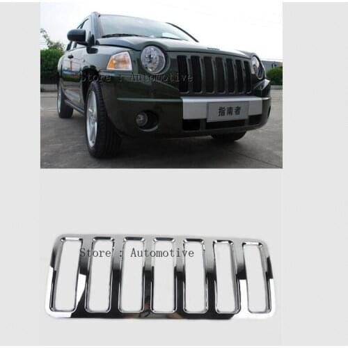 ABS Chromium Front Grille Mesh Insert Trim Silver For Jeep Compass 2007 2008 2009 2010