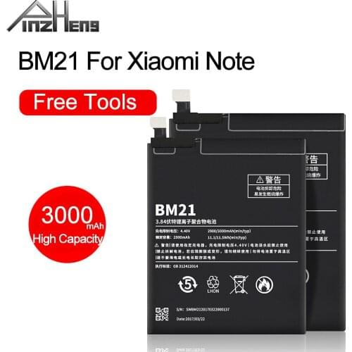 PINZHENG BM21 Phone Battery For Xiaomi Note Battery 3000mAh Real Capacity Mobile Phone Replacement BM21 Bateria With Tools