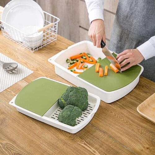 Plastic Vegetables Cutting Board Kitchen Multifunctional Flip Cutting Board Household Chopping Board With Drain Basket