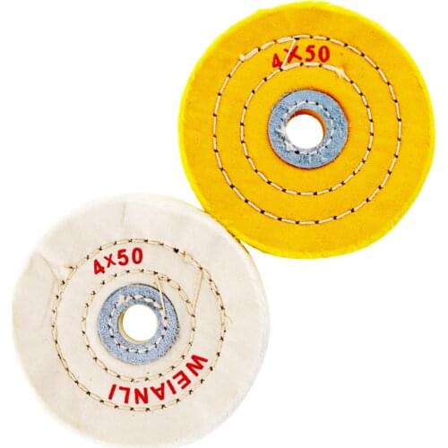 2pcs/lot 4 Inch Cloth Buffing Polishing Wheel with 16mm Hole Diameter and Flannelette Material for Table Type Grinding Machine