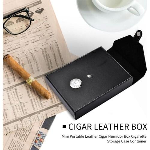 Mini Portable Leather Cigar Humidor Box Cigarette Storage Case Container #CW