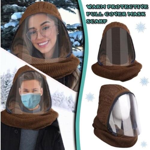Zipper transparent face mask winter warmth and scarf mask
