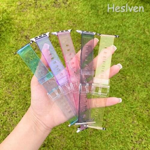 Newest Transparent silicone Strap for Apple Watch Band 38mm 40mm 42mm 44mm Variable color Bracelet for Iwatch Series 6 SE 5 4 32