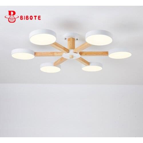 Modern LED Wooden Chandelier Lighting For Living Room Bedroom ceiling Chandeliers Nordic Lustre Home Decoration Free Shipping