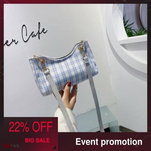 Bags for women 2020 Stylish single shoulder bag with plaid PU stripe Crossbody coin purse Summer Luxury Cosmetics Messenger bag