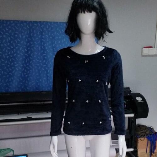 Autumn Winter Sweater Women Fashion Faux Pearl Beading Solid Color Plush Long Sleeve Pullover Warm Sweater Femme