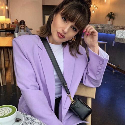 HStar Spring Basic jacket Vintage Pocket Purple coat Outwears Fashion Loose blazer Casual Chic Single Breasted blazer